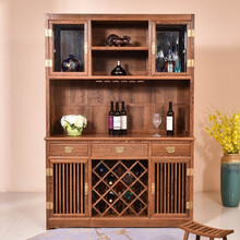 寻古红木家具非洲鸡翅木（学名：非洲崖豆木）餐边柜酒柜酒架实木新中式客厅隔断柜玄关柜储物柜展示柜酒水柜 长140*宽40*高202cm