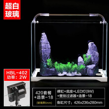 森森鱼缸小型鱼缸超白玻璃鱼缸桌面鱼缸生态缸水草缸金鱼缸水族箱 超白缸42cm长+过滤器+LED灯+假山造景+中号