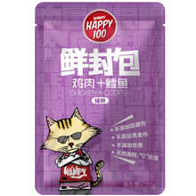 顽皮（Wanpy） 顽皮Happy100美妙鲜封包 猫用湿粮零食 鸡肉鳕鱼 70g 12包