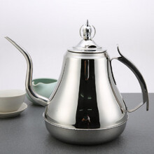 手冲咖啡壶细嘴茶壶不锈钢细口壶长嘴咖啡泡茶壶电磁炉家用小茶壶 1.2拉丁壶银色 实际容量1升