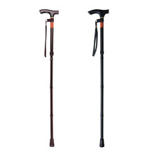 TacaoF/特高步 日本老人拐杖 防滑手杖 折叠拐杖铝合金老年人拐杖伸缩可调节枫木手柄 黑色+折叠E-248(参考身高157-177cm)