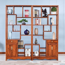 艺铭天下红木家具非洲花梨（学名：刺猬紫檀） 博古架客厅隔断书橱书架装饰架中式实木多宝阁仿古古董陈列架 一对