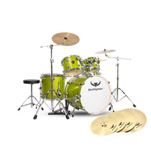 架子鼓演奏家列爵士鼓儿童成人演出考级五鼓三镲四镲架子鼓 附赠MCS 知音套镲片 原装套鼓+黄铜打点镲片四片套装