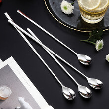 SenseYo长柄搅拌勺子咖啡搅拌棒加长沙冰勺甜品奶茶勺子304不锈钢调酒棒 两只大号（32cm）