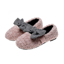 巴布旗 女童羊羔绒毛毛鞋2021秋冬季新款韩版儿童鞋子公主宝宝二棉鞋 粉红色 22码/内长14cm