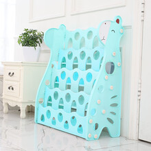 儿童音乐书架宝宝卡通绘本架 幼儿园塑料图书架小孩简易书柜 蓝色四层（全蓝）不带故事机