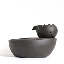 猫咪饮水机自动循环陶瓷饮水器宠物狗狗流水活水喂水碗中国风 莲花盆-褐色+过滤棉(30片替换装)