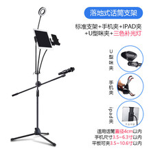 杉贝  直播加重麦克风支架主播唱歌全民k歌无线话筒架子电容麦电脑桌面台式悬臂手机夹麦架落地式三脚防 加固版支架+U型咪夹+单手机+三色