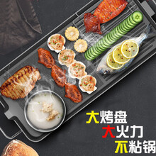 森维（SUNVVE）电烧烤炉 电烤盘 家用无烟 不粘电烤炉烧烤架 烤肉锅烤串机不粘铁板烧烤盘烧烤 40*23cm套餐版