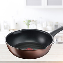 Tefal特福 法国制造 红点感温技术不粘锅灶具通用炒锅煎锅无油烟炒菜锅G25177 26cm 电磁炉可用 