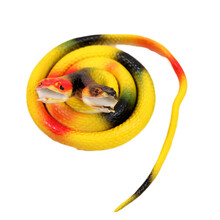 儿童仿真橡胶蛇65cm玩具仿真整蛊吓人玩具创意软胶假蛇 地摊玩具 双头圆头黄色 65厘米