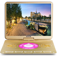 先科dvd播放机便携式带电视 19英寸移动evd影碟机高清广场舞光盘播放器放光碟机看戏 19英寸金色标准版 标配+16G视频U盘