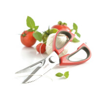 法国mastrad多功能剪刀 不锈钢厨房多功能家用强力鸡骨剪刀厨房多用工具厨具剪刀 红色（F24515）
