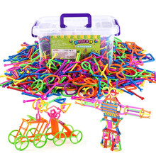 乐哲 幼儿园玩具聪明积木棒塑料拼插魔术棒雪花片积木10儿童3-6周岁男女孩益智拼装套装 约500根收纳盒装