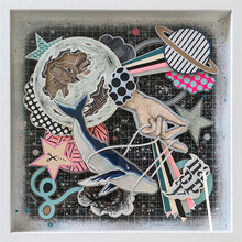 维格列艺术 Jew 原作综合材料画《鲸》现代简约艺术品挂画空间装饰画家居搭配挂画