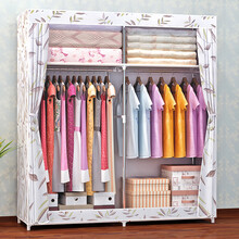 蜗家简易衣柜双人布衣柜加粗加固16管组装全钢架衣橱寝室卧室出租房收纳衣柜衣服柜子单人大号宿舍布艺衣柜