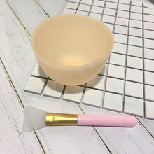 家用DIY自制2件套硅胶面膜工具美容院大号调膜碗面膜棒刷补水套装 珠玉色2件套(碗+硅胶刷)