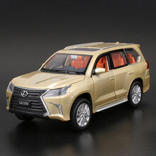 儿童玩具雷克萨斯LX570越野车合金车模6开门声光回力金属玩具高仿真汽车模型 香槟金 雷克萨斯570 盒装