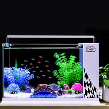 宝贝故事 超白鱼缸侧滤 小型客厅玻璃鱼缸带侧滤鱼缸水族箱懒人鱼缸家用桌面鱼缸生态金鱼缸免换水 600缸造景套餐