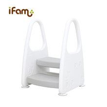 ifam韩国进口 宝宝安全手扶蹬儿童双层脚踏凳多功能安全防滑凳 灰色安全扶手双层脚踏凳