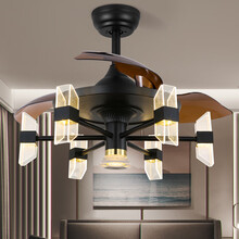 明灯汇 北欧吊扇灯风扇灯餐厅客厅带灯风扇吊灯家用一体创意隐形电扇灯 【变频】42-1264B黑色6头+变光 遥控