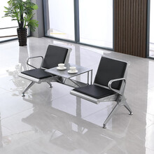 奈高机场椅连排椅等候椅公共座椅银行医院输液椅-黑色双人位带茶几