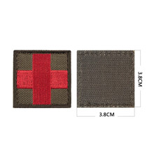 出众者宠物刺绣徽章胶章犬衣贴章狗衣个性徽章胸背带用品魔术贴章 刺绣方形红十字/烟绿