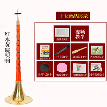 乌木红木唢呐成人儿童初学者全乐器D调民族演奏乐器 红木D调黄碗+十种礼品