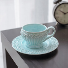 中古咖啡杯小精致奢华意式浓缩小号高档复古怀旧欧式宫廷风釉下彩 公主6英寸小盘-蓝色