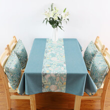 瑟姿 北欧简约客厅餐桌布茶几布艺棉麻桌垫防水防油小清新圆桌长方形台布防尘盖巾定制 新中式 140x180CM桌布