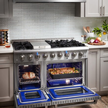 雷神厨电（Thorkitchen）美式燃气烤箱灶一体搪瓷内胆带煎盘多六眼燃气灶炉灶嵌入式烤箱多炉头 液化气HRG4808U