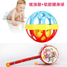 拔浪鼓 手摇拨浪鼓传统中国风材料耐敲打0-1岁宝宝婴儿视听玩具 组合 拨浪鼓+软胶球