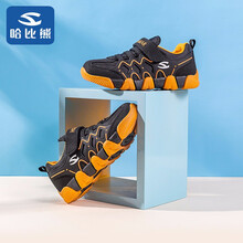 哈比熊童鞋男童秋冬款男童鞋子男大童棉鞋加绒冬季儿童运动鞋女童 黑/橙红 28码