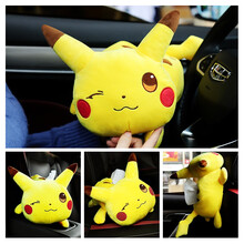 卡奥特 车载纸巾盒 汽车挂式遮阳板扶手箱车用椅背抽纸盒毛绒布艺抽纸纸巾盒车内创意卡通汽车用品 【升级款】加大号-皮卡丘