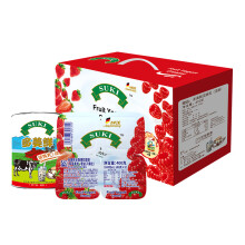 德国进口酸奶 多美鲜（SUKI）草莓覆盆子果粒全脂酸奶 100g*24杯加赠淡炼乳410g 新年家庭分享装礼盒