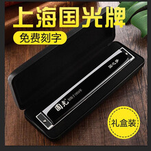 老上海国光老品牌口琴24孔专业高级演奏级重音口琴复音高级演奏C调儿童初学者成人专业比赛口琴 上海国光牌24孔【重音黑色】+赠品