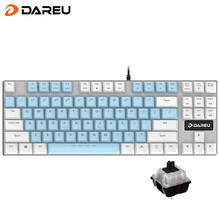 达尔优机械师合金版 牧马人机械键盘 吃鸡键盘有线(粉色少女心 台式电脑笔记本 电竞游戏cf全键无冲) 白蓝色黑轴87键