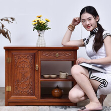 寻古红木家具缅甸花梨（学名：大果紫檀）实木小茶水柜中式茶叶柜厨房柜餐边柜餐厅备餐柜子储物柜歺边柜