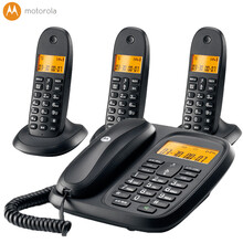 摩托罗拉(Motorola)数字无绳电话机CL101C 子母机 办公家用 大屏幕 双清晰免提套装 黑色一拖三