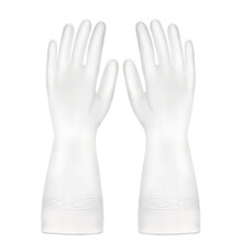 悦倪 洗碗手套女防水耐用夏季女家务厨房刷菜衣服橡胶皮薄款乳清洁手套 【1双】纯白 L码+抹布