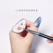 调色板水晶玛瑙石圆边贝壳片美甲装饰品展示版彩绘大理石纹调色盘 戒指调色盘