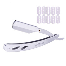 老式手动刮刀剃头刀剃刀美发刮胡剃须刀理发刀片刮脸修眉削发刀架 【理发刮刀74刀架+10片】