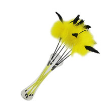 猫咪互动玩具 宠物玩具猫玩具羽毛玩具 兔毛逗猫棒逗猫杆 猫用品 鸡毛黄色39cm杆+10cm毛