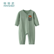 儿童连体睡衣薄款宝宝空调服夏季男童女护肚防踢纯棉长袖1-3岁5 橄榄绿 100cm