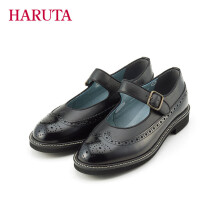 HARUTAHarutaSF373单鞋女平底鞋子学生百搭法式复古小皮鞋女jk玛丽珍鞋 黑色 35