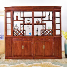 比艺 红木家具缅甸花梨（学名：大果紫檀）新中式实木客厅靠墙酒柜隔断柜餐边柜多宝阁展示柜装饰柜 酒柜一对