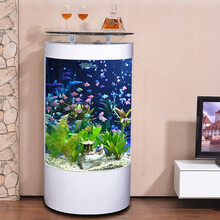 gdshangpin半圆形客厅电视柜鱼缸中小型生态水缸免换水玻璃鱼缸客厅靠墙落地水族箱定做鱼缸靠墙 白色 50X50X138