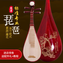 梵巢 儿童 初学入门 练习成人 琵琶 乐器 PP-01 红色上漆 硬木 梧桐木 面板 学生 演奏用琴 硬木专业儿童琵琶兰花蝴蝶款