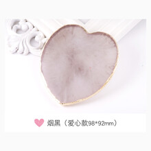 调色板水晶玛瑙石圆边贝壳片美甲装饰品展示版彩绘大理石纹调色盘 爱心款(烟黑)