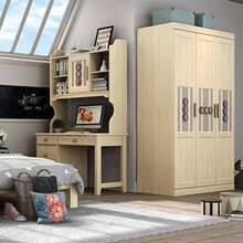 ABC经典原木实木床青少年单体床 三门衣柜